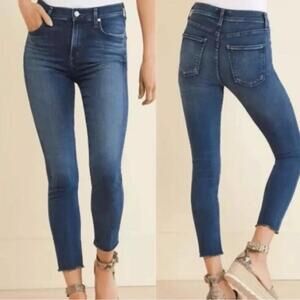 AGOLDE High Rise Skinny Jeans Cropped Raw Hem Size 29